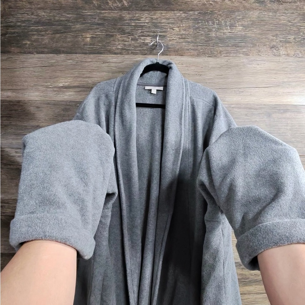 Woman Within Gray Fleece Open Front Cardigan size 6X Plus - Picture 10 of 12